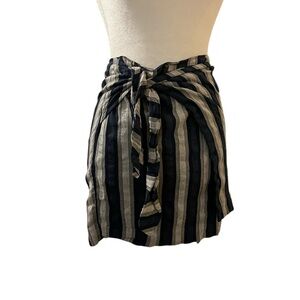Madewell Navy and Gray Striped Wrap Skirt Size 4